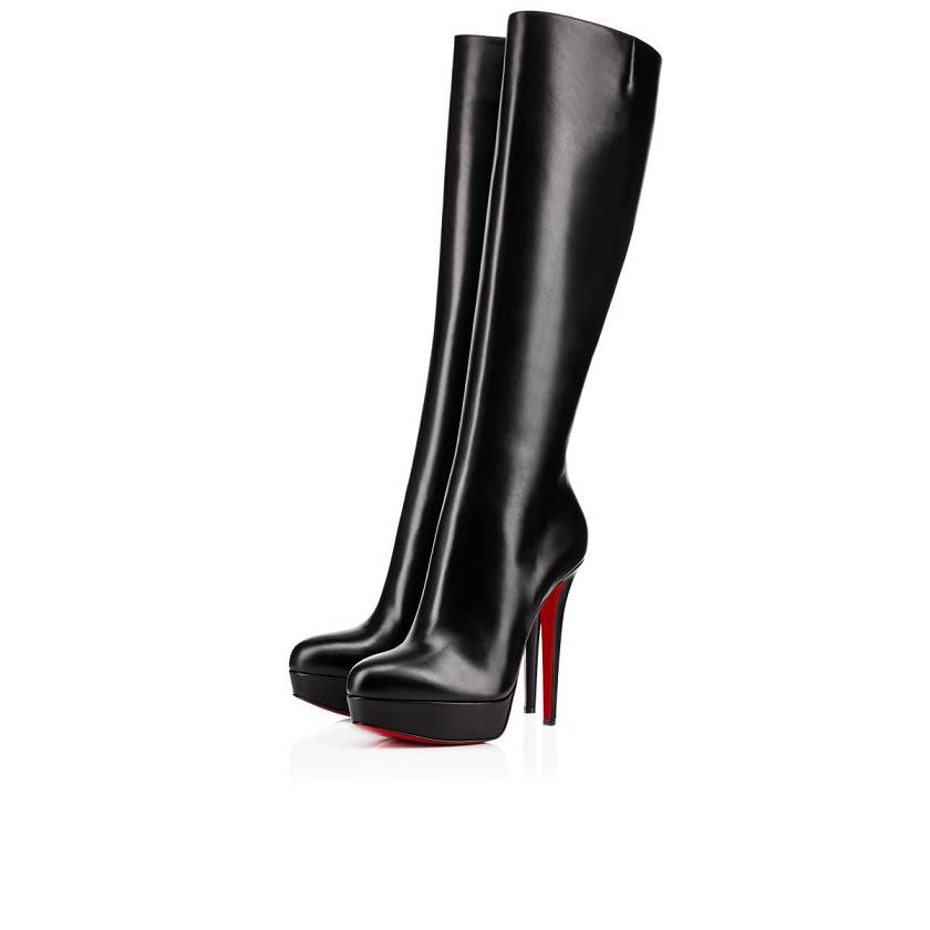 Women's Christian Louboutin Bianca Botta 140mm Leather Knee High Boots - Black [4539-628]